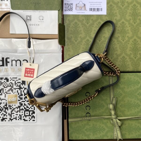 1:1 Replica Gucci GG Marmont Mini Top Handle Bag White For Women 8in/21cm 583571-0OLFX-9085