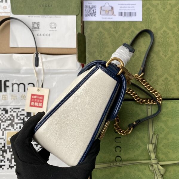 1:1 Replica Gucci GG Marmont Mini Top Handle Bag White For Women 8in/21cm 583571-0OLFX-9085