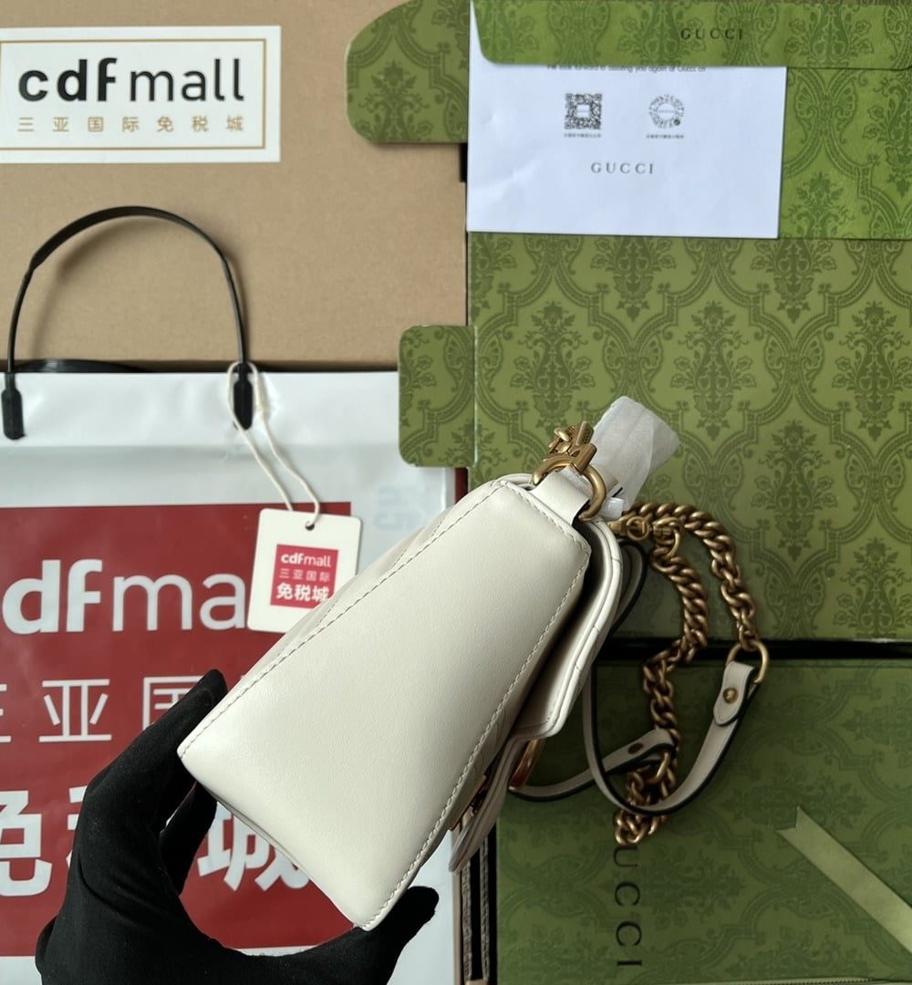 1:1 Replica Gucci GG Marmont Mini Top Handle Bag White For Women, Women's Bags 8.3in/21cm GG ‎547260 DTDIT 9022