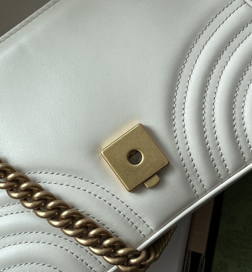 1:1 Replica Gucci GG Marmont Mini Top Handle Bag White For Women, Women's Bags 8.3in/21cm GG ‎547260 DTDIT 9022