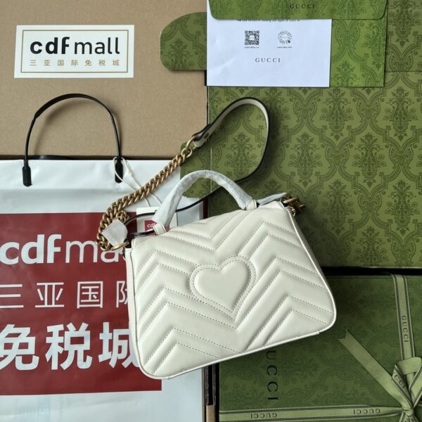 1:1 Replica Gucci GG Marmont Mini Top Handle Bag White For Women, Women's Bags 8.3in/21cm GG ‎547260 DTDIT 9022