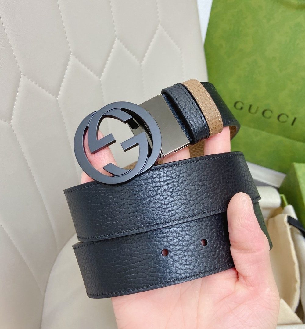 1:1 Replica Gucci GG Marmont Reversible Belt Black, Women Belt