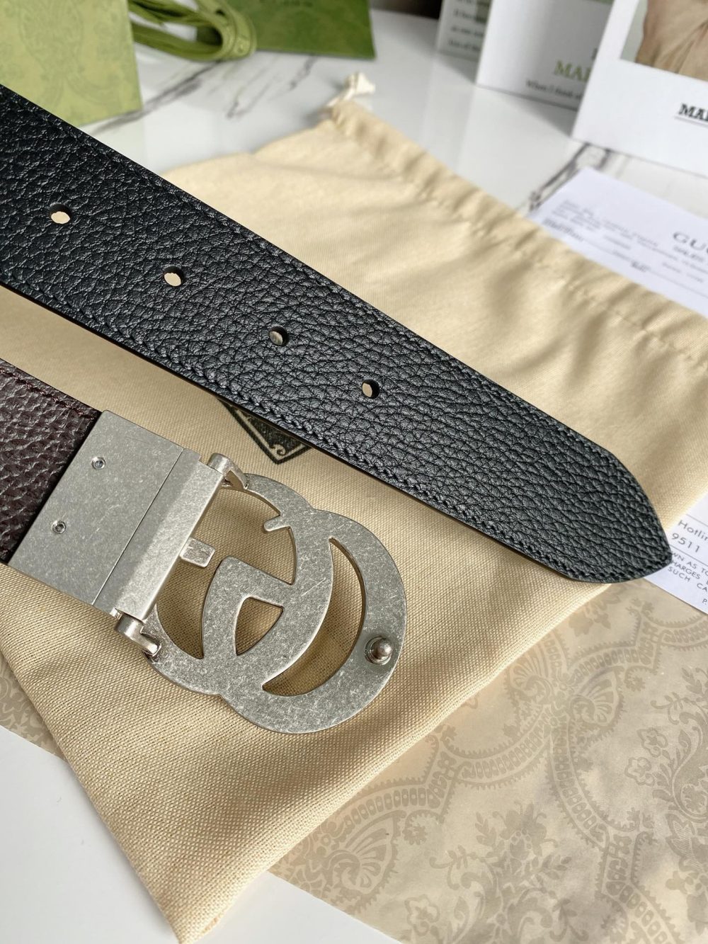 1:1 Replica Gucci GG Marmont Reversible Belt Black, Women Belt 627055 CAO2N 1062 - Image 4