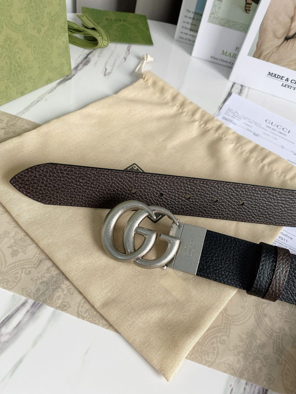1:1 Replica Gucci GG Marmont Reversible Belt Black, Women Belt 627055 CAO2N 1062 - Image 5