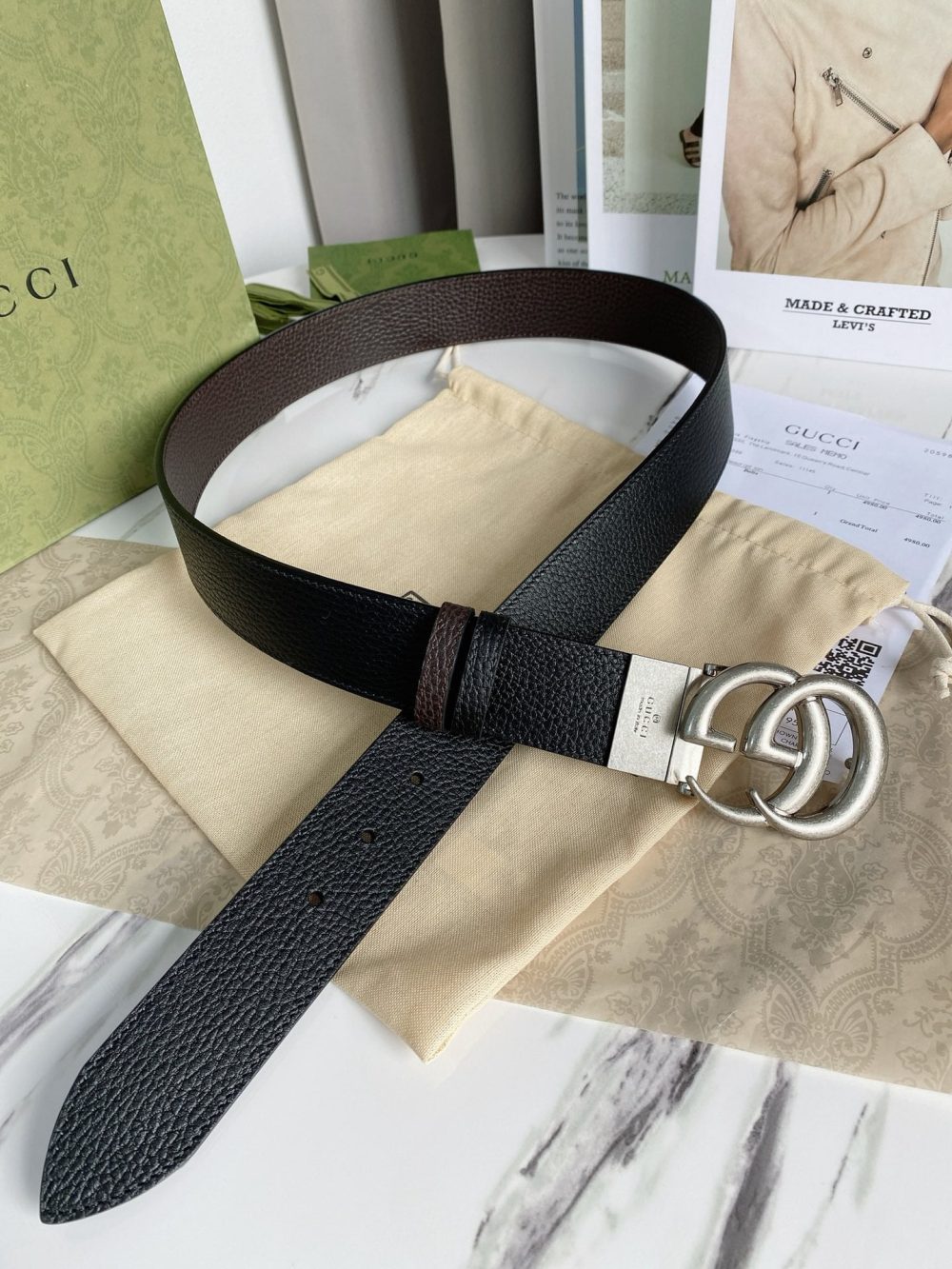 1:1 Replica Gucci GG Marmont Reversible Belt Black, Women Belt 627055 CAO2N 1062 - Image 3