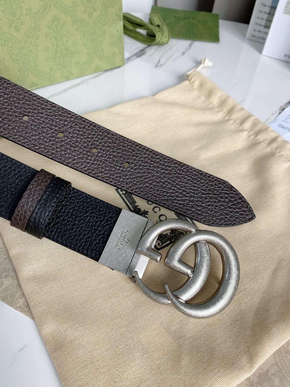 1:1 Replica Gucci GG Marmont Reversible Belt Black, Women Belt 627055 CAO2N 1062 - Image 7
