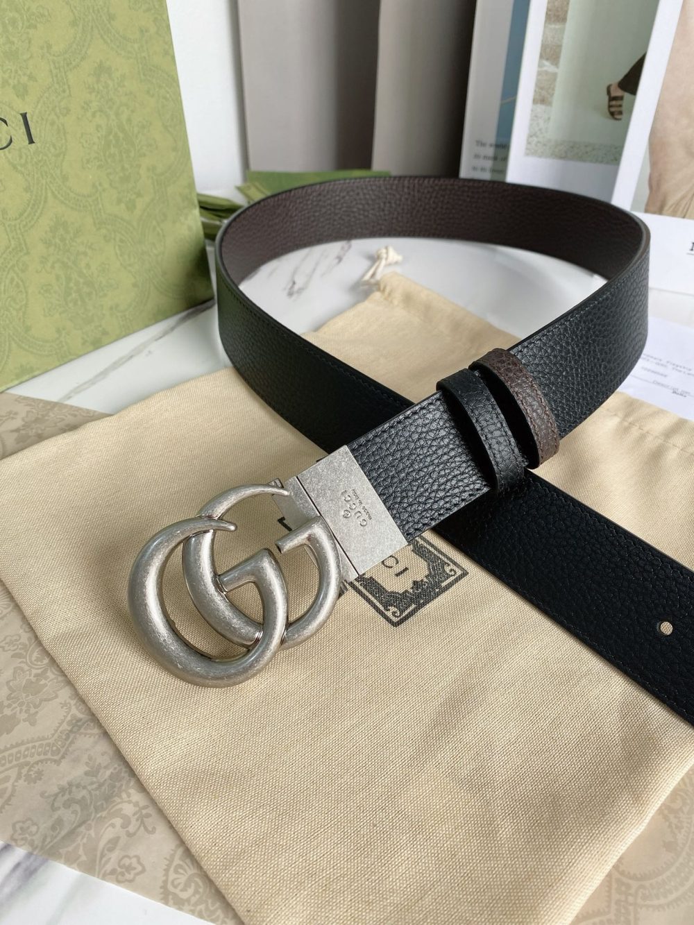 1:1 Replica Gucci GG Marmont Reversible Belt Black, Women Belt 627055 CAO2N 1062