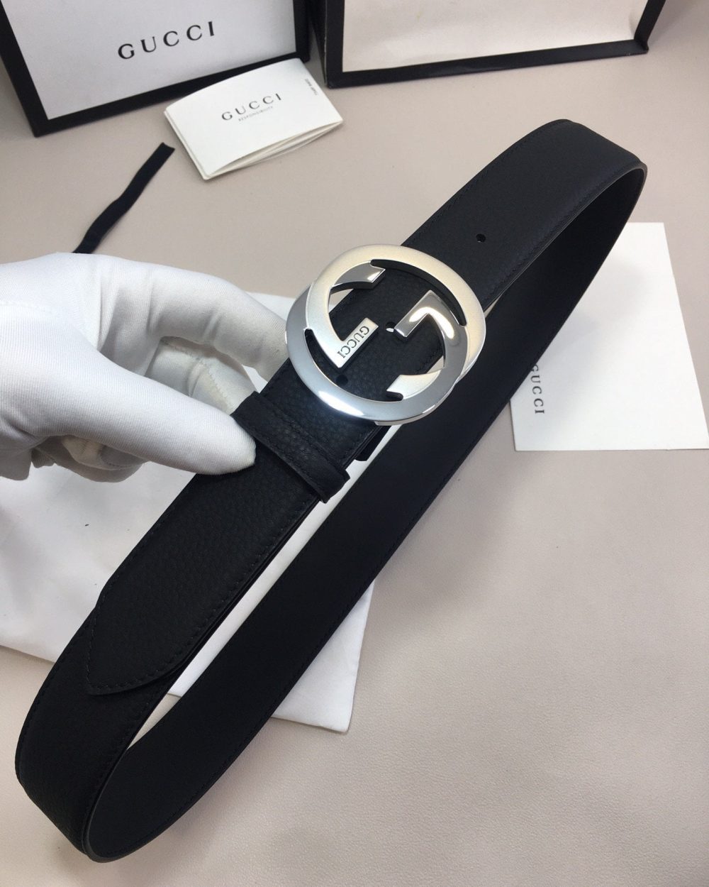 1:1 Replica Gucci GG Marmont Reversible Belt Black, Women Belt