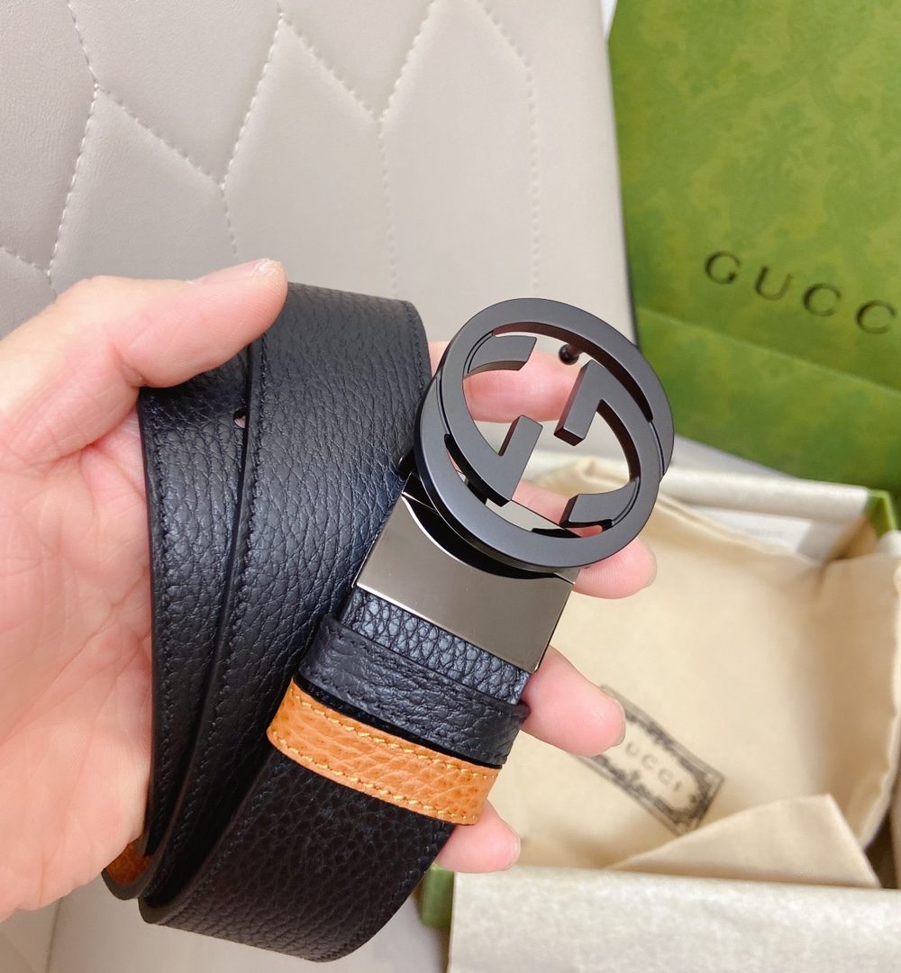 1:1 Replica Gucci GG Marmont Reversible Belt Black, Women Belt