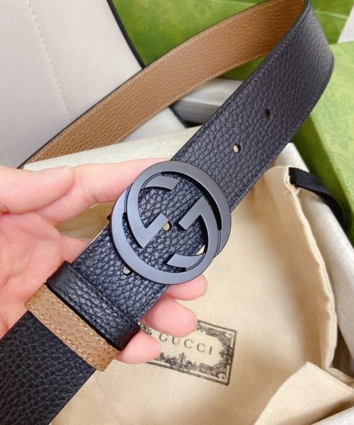 1:1 Replica Gucci GG Marmont Reversible Belt Black, Women Belt