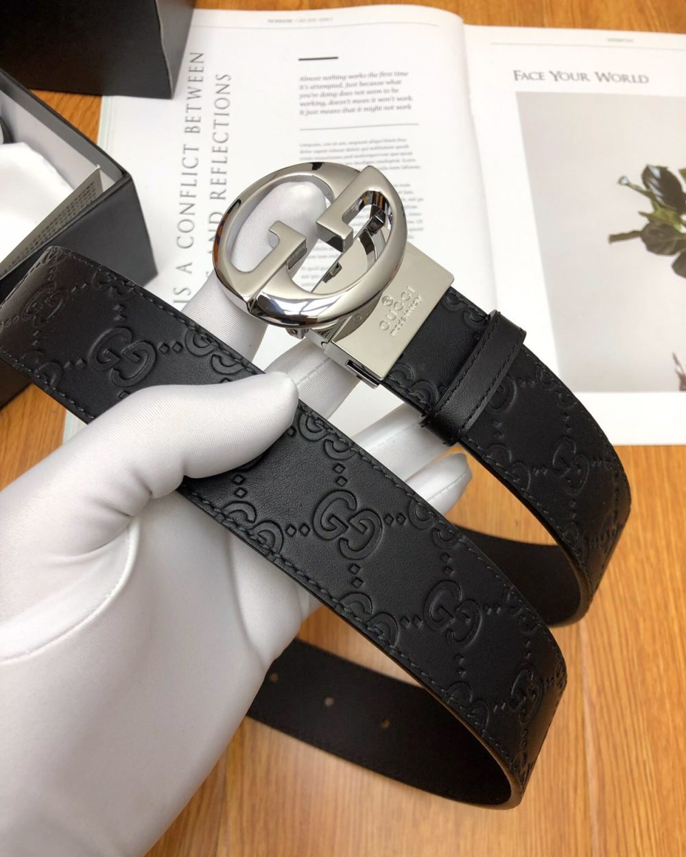 1:1 Replica Gucci GG Marmont Reversible Belt Black, Women Belt