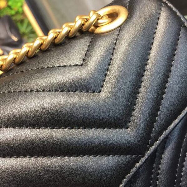 1:1 Replica Gucci GG Marmont Small Matelassé Shoulder Bag Black For Women 10in/25cm 443497 DTDIT 1000