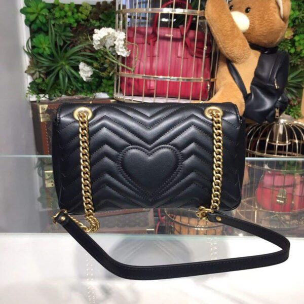 1:1 Replica Gucci GG Marmont Small Matelassé Shoulder Bag Black For Women 10in/25cm 443497 DTDIT 1000