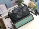 1:1 Replica Gucci GG Marmont Small Matelassé Shoulder Bag Black Matelassé Chevron For Women 10in/26cm 443497 DTDIT 1000