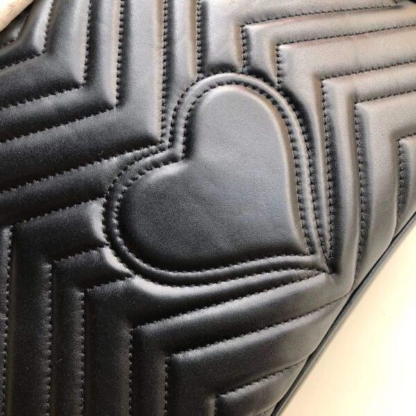 1:1 Replica Gucci GG Marmont Small Matelassé Shoulder Bag Black Matelassé Chevron For Women 10in/26cm 443497 DTDIT 1000