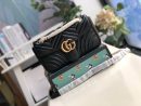 1:1 Replica Gucci GG Marmont Small Matelassé Shoulder Bag Black Matelassé Chevron For Women 10in/26cm 443497 DTDIT 1000