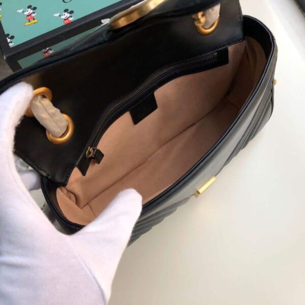 1:1 Replica Gucci GG Marmont Small Matelassé Shoulder Bag Black Matelassé Chevron For Women 10in/26cm 443497 DTDIT 1000