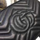 1:1 Replica Gucci GG Marmont Small Matelassé Shoulder Bag Black Matelassé Chevron For Women 9.5in/24cm GG 447632 DTD1T 1000