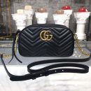 1:1 Replica Gucci GG Marmont Small Matelassé Shoulder Bag Black Matelassé Chevron For Women 9.5in/24cm GG 447632 DTD1T 1000