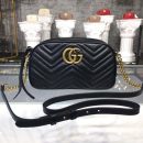 1:1 Replica Gucci GG Marmont Small Matelassé Shoulder Bag Black Matelassé Chevron For Women 9.5in/24cm GG 447632 DTD1T 1000