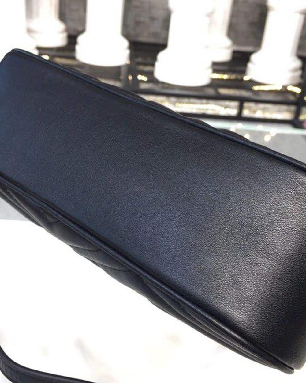 1:1 Replica Gucci GG Marmont Small Matelassé Shoulder Bag Black Matelassé Chevron For Women 9.5in/24cm GG 447632 DTD1T 1000