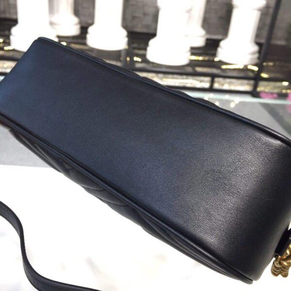 1:1 Replica Gucci GG Marmont Small Matelassé Shoulder Bag Black Matelassé Chevron For Women 9.5in/24cm GG 447632 DTD1T 1000