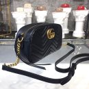 1:1 Replica Gucci GG Marmont Small Matelassé Shoulder Bag Black Matelassé Chevron For Women 9.5in/24cm GG 447632 DTD1T 1000