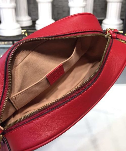 1:1 Replica Gucci GG Marmont Small Matelassé Shoulder Bag Hibiscus Red Matelassé Chevron For Women 9.5in/24cm GG 447632 DTD1T 6433