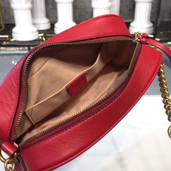 1:1 Replica Gucci GG Marmont Small Matelassé Shoulder Bag Hibiscus Red Matelassé Chevron For Women 9.5in/24cm GG 447632 DTD1T 6433
