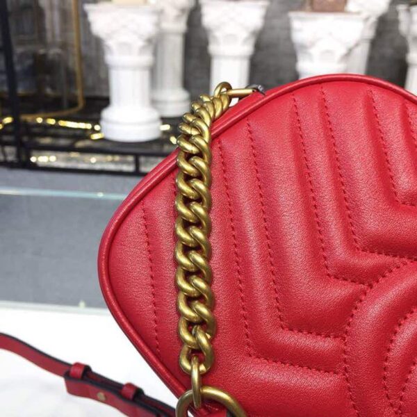 1:1 Replica Gucci GG Marmont Small Matelassé Shoulder Bag Hibiscus Red Matelassé Chevron For Women 9.5in/24cm GG 447632 DTD1T 6433