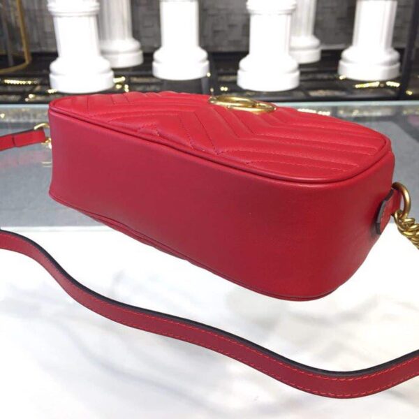 1:1 Replica Gucci GG Marmont Small Matelassé Shoulder Bag Hibiscus Red Matelassé Chevron For Women 9.5in/24cm GG 447632 DTD1T 6433