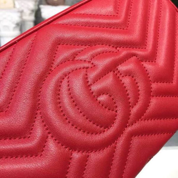 1:1 Replica Gucci GG Marmont Small Matelassé Shoulder Bag Hibiscus Red Matelassé Chevron For Women 9.5in/24cm GG 447632 DTD1T 6433
