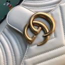 1:1 Replica Gucci GG Marmont Small Matelassé Shoulder Bag White Matelassé Chevron For Women 10in/26cm 443497 DTDIT 9022
