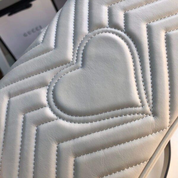 1:1 Replica Gucci GG Marmont Small Matelassé Shoulder Bag White Matelassé Chevron For Women 10in/26cm 443497 DTDIT 9022