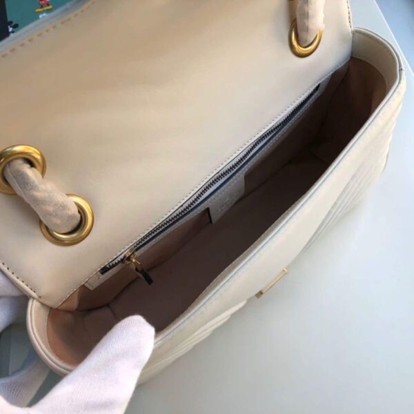 1:1 Replica Gucci GG Marmont Small Matelassé Shoulder Bag White Matelassé Chevron For Women 10in/26cm 443497 DTDIT 9022