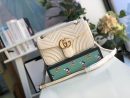 1:1 Replica Gucci GG Marmont Small Matelassé Shoulder Bag White Matelassé Chevron For Women 10in/26cm 443497 DTDIT 9022