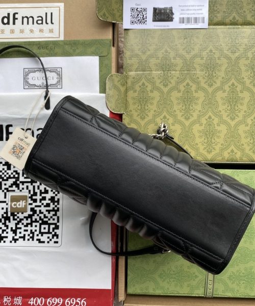 1:1 Replica Gucci GG Marmont Small Tote Bag Black Matelasses For Women 10.4in/26.5cm GG 681483 UM8BN 1000