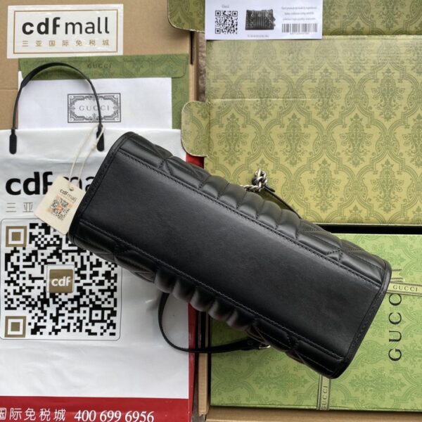 1:1 Replica Gucci GG Marmont Small Tote Bag Black Matelasses For Women 10.4in/26.5cm GG 681483 UM8BN 1000