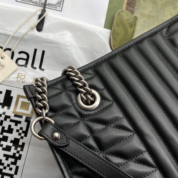 1:1 Replica Gucci GG Marmont Small Tote Bag Black Matelasses For Women 10.4in/26.5cm GG 681483 UM8BN 1000