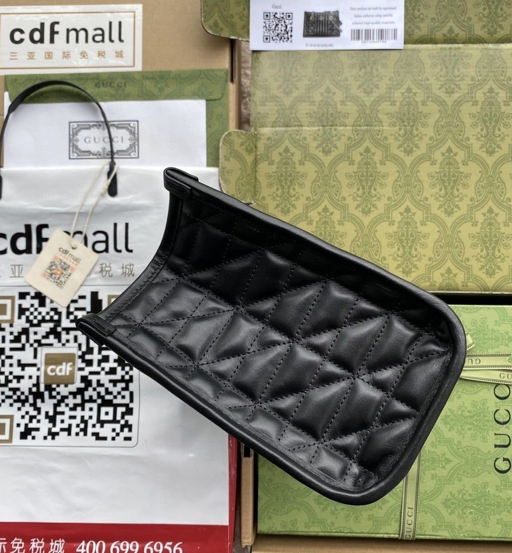 1:1 Replica Gucci GG Marmont Small Tote Bag Black Matelasses For Women 10.4in/26.5cm GG 681483 UM8BN 1000