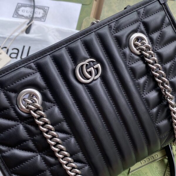 1:1 Replica Gucci GG Marmont Small Tote Bag Black Matelasses For Women 10.4in/26.5cm GG 681483 UM8BN 1000