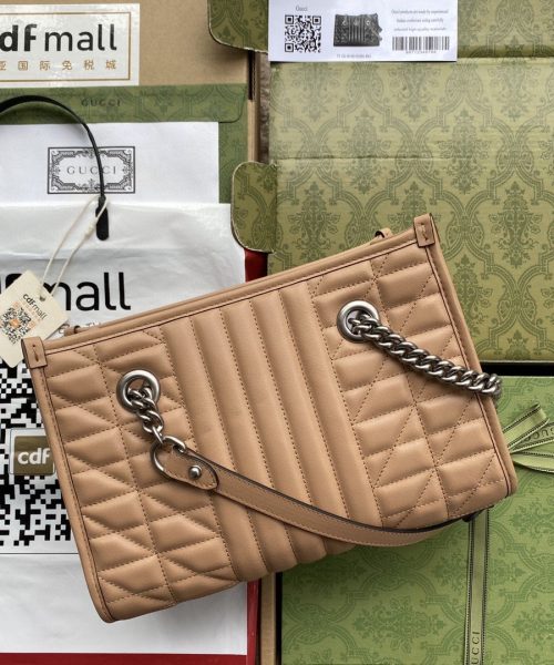 1:1 Replica Gucci GG Marmont Small Tote Bag Brown For Women 10.2in/26.5cm GG