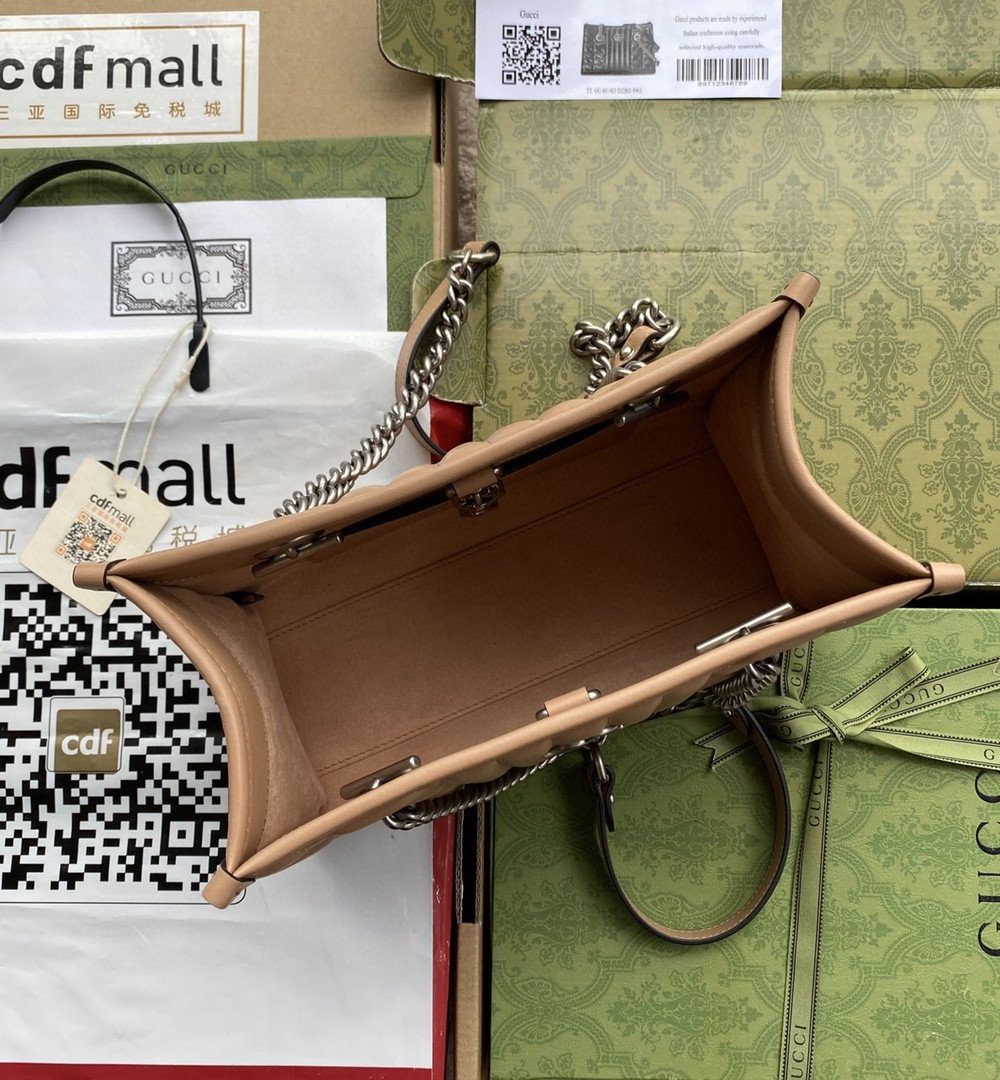 1:1 Replica Gucci GG Marmont Small Tote Bag Brown For Women 10.2in/26.5cm GG