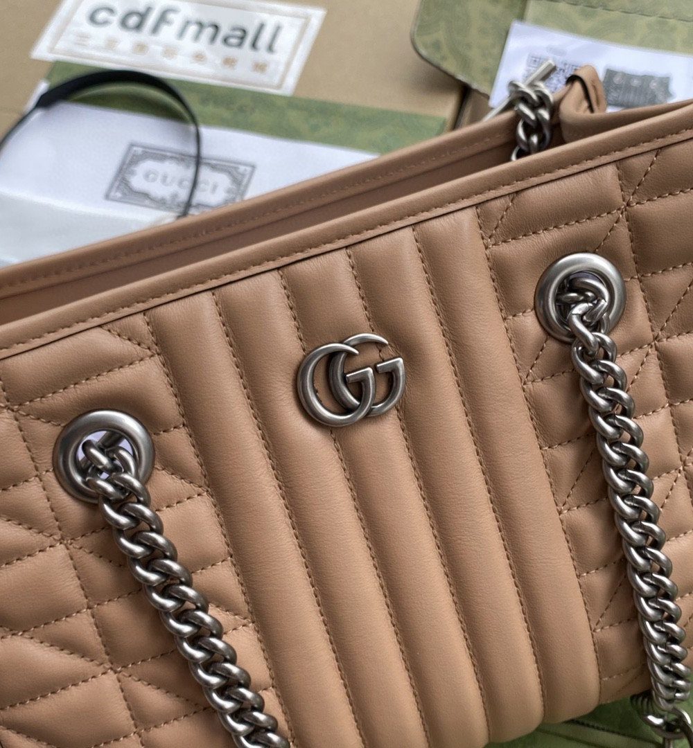 1:1 Replica Gucci GG Marmont Small Tote Bag Brown For Women 10.2in/26.5cm GG