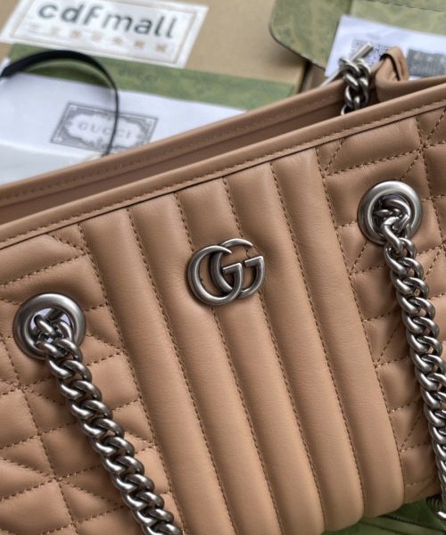 1:1 Replica Gucci GG Marmont Small Tote Bag Brown For Women 10.2in/26.5cm GG