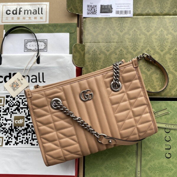 1:1 Replica Gucci GG Marmont Small Tote Bag Brown For Women 10.2in/26.5cm GG