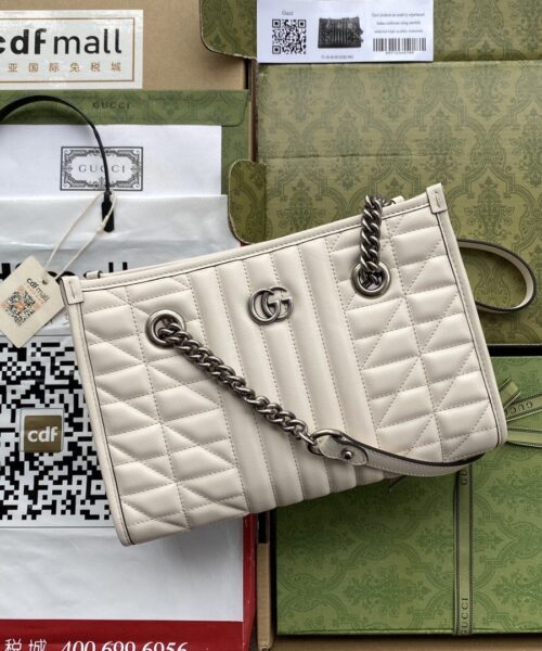 1:1 Replica Gucci GG Marmont Small Tote Bag White Matelasses For Women 10.4in/26.5cm GG