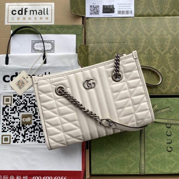 1:1 Replica Gucci GG Marmont Small Tote Bag White Matelasses For Women 10.4in/26.5cm GG