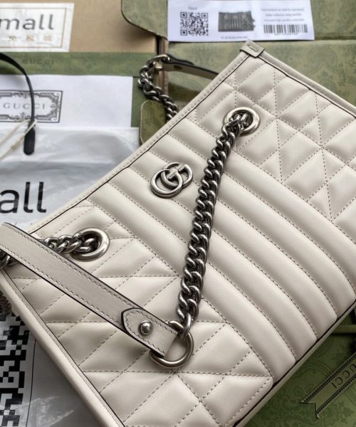 1:1 Replica Gucci GG Marmont Small Tote Bag White Matelasses For Women 10.4in/26.5cm GG