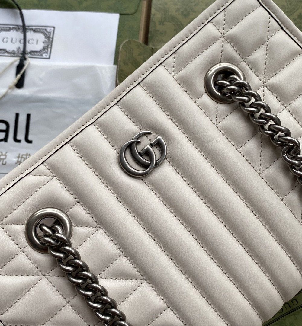 1:1 Replica Gucci GG Marmont Small Tote Bag White Matelasses For Women 10.4in/26.5cm GG